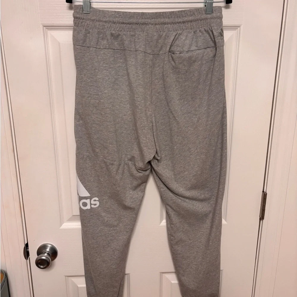 adidas Gray Sweatpant Joggers with White Logo. Large